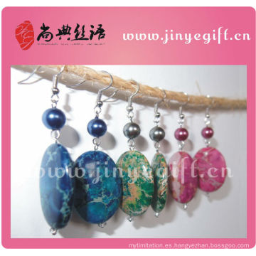 Pendientes de cuentas de piedras preciosas naturales hermosas artesanales de joyas culturales chinas